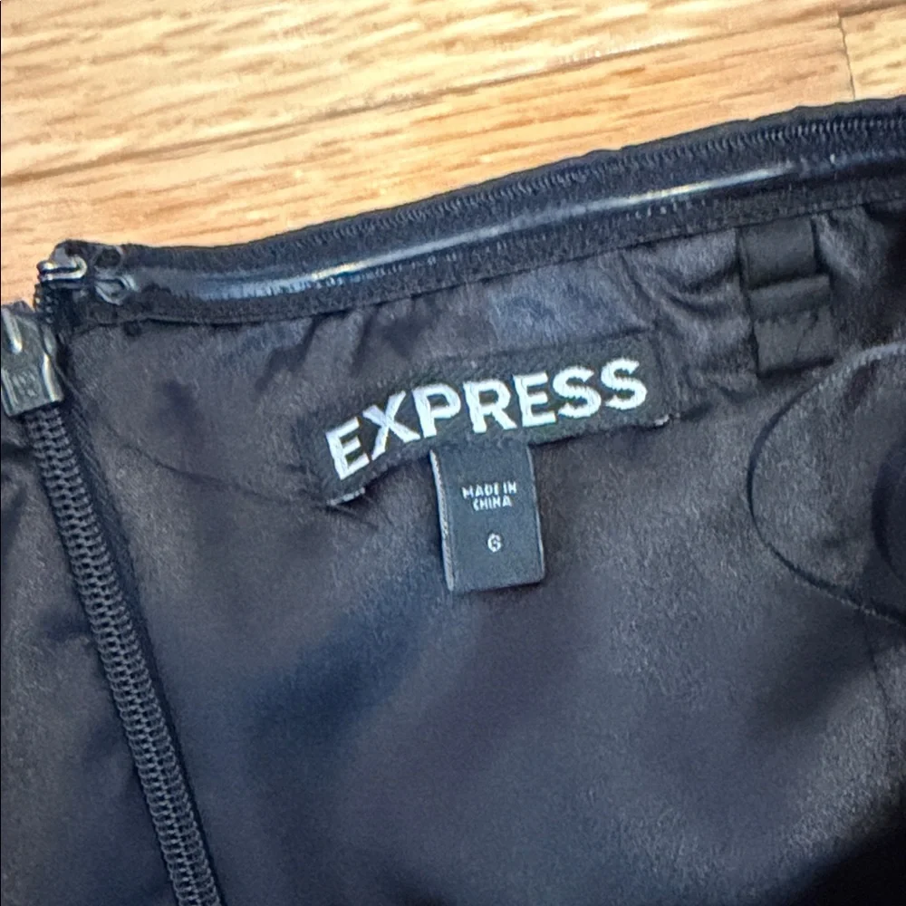 Express Black Satin Strapless Dress | Bodycon Cocktail Mini | Size 6 - Picture 3 of 5